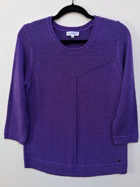 NORTHERN REFLECTIONS women's knit scoop neck sweater 3/4 sleeve, purple (Size M)